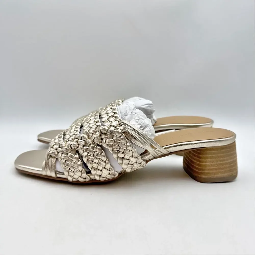 Salt + Umber Womens Riviera Braided Slide Heel Sandals EU 39 US 8 Gold EUC